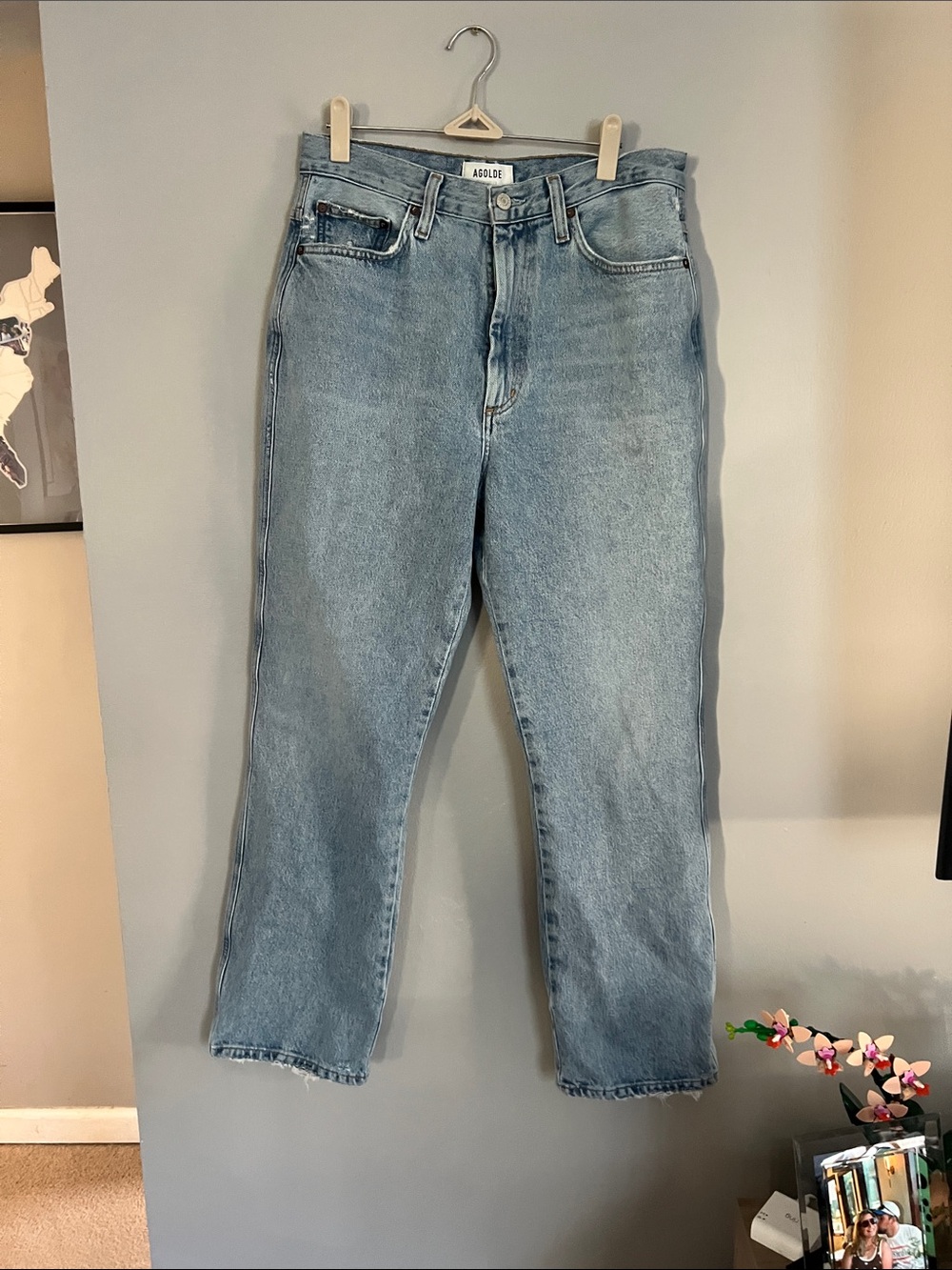 Agolde Classic Light Blue High-Rise Straight Jeans